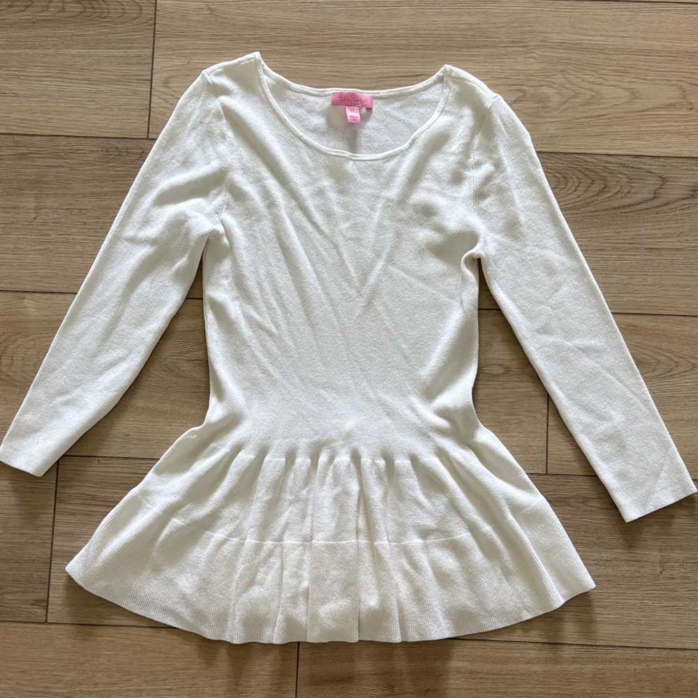 Lilly Pulitzer White Knit peplum Top XS